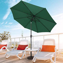 RWGOVLU 2.7M Garden Parasol Sun Shade Outdoor Umbrella 8 Sturdy Ribs with Crank and Tilt Mechanism for Lawn, Deck, Patio and Balcony