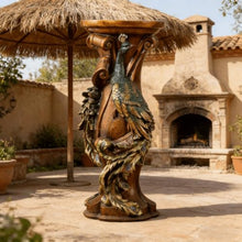 Hassyee Ornate Peacock Pedestal Plant Stand, 32.7" European Classical Resin Column Sculpture, Decorative Flower Pot Holder Display Stand, Vintage Indoor Decor for Living Room, Entryway, Foyer (Brown)