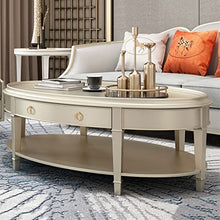 living room table Oval Coffee Table with Tray Desktop for Living Room, Elegant Wood Coffee Table with Storage Drawer and Shelf, Vintage Cocktail Table outdoor side table ( Color : B , Size : 150*80*48
