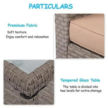 HTERWQEA 4‑Piece Wicker Patio Furniture Set, All-Weather Rattan Sofa with Coffee Table, Outdoor Conversation Set for Garden, Porch, Backyard