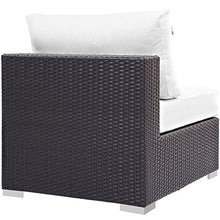 Modway Convene Wicker Rattan Outdoor Patio Sectional Sofa Armless Chair in Espresso White