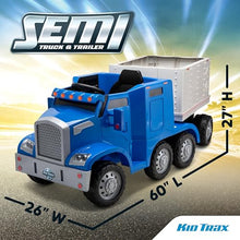 Kid Trax 12V Kids Ride On Semi-Truck with Trailer Blue