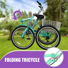 DoCred Adult Folding Tricycle 7-Speed Green