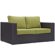 Modway Convene Wicker Rattan Outdoor Patio Loveseat in Espresso Peridot