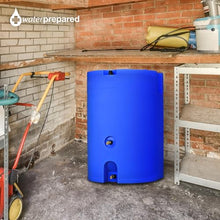 WaterPrepared 2 Pack 55 Gallon Stackable Rain Barrel Storage Blue