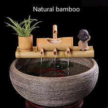 Water Features for The Garden Bird Bath Bamboo Lucky Flowing Water Tank Living Room Interior Circulation Decoration Bamboo Row Fountain Waterscape Decoration,50Cm/19.6In