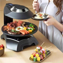 Electric Smokeless Grill with 360° Rotating Oven,Adjustable Timer and Temperature for Indoor and Outdoor Use