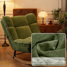 Rocking Chair, Ergonomic Recliner Chair with 3-Position Adjustable Backrest, Comfort Padded Cushion Rocker Chairs with Footrest, for Indoor, Outdoor Living Room Balcony(Green)