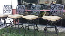 Elizabeth Outdoor Patio Armless Swivel Bar Stools Cast Aluminum Dark Bronze (8, 30" with Walnut Cushions)