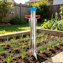 GYPSYFY Stainless Steel Seedling Transplanter Long Handled Bulb Planter Tool Manual Vegetable Transplanting Tool Stand Up Weeder Sod Plugger for Garden Outdoor Planting red