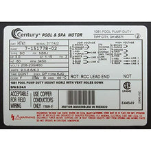 AO Smith Century Electric Three Phase Pool Motor 3HP 3450RPM