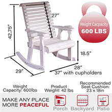 Amish Heavy Duty 600 Lb Roll Back Pressure Treated Rocking Chair with Cupholders (Semi-Solid White Stain)