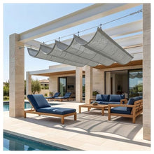 FENGZEQUAN U Shaped Wave Sunshade，Retractable Wave Shade Sail System，Outdoor Canopy pergola roof Hang Down u Shape Wave Awning，for Outdoor Patio Porch Garage Backyard Awning(W2.8*L7m/W9.19*L22.96ft)