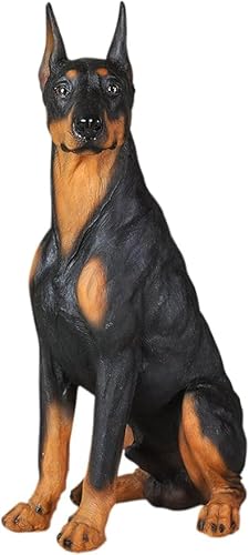 GeRRiT Realistic Doberman Dog Statue, Animal Memorial Figurines, Resin Sculpture Waterproof, Decorated in Outdoor Home Courtyard Grass,Sitting Garden Ornaments,