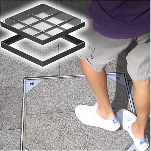 GJZDPMY Invisible Stainless Steel Manhole Covers Square Drainage Grates for Outdoor Paving Septic Pit Covers (33-41 Inches 40 x 40 cm)