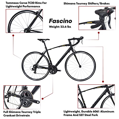 Tommaso Fascino Sport Performance Aluminum Road Bike Black/Yellow