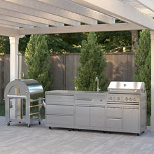 KoolMore Outdoor Kitchen Series Modular Kitchen with a Wood fire Pizza Oven, 3 Drawer Cabinet, Sink, 30 in. BBQ Grill and Cabinet in Stainless-Steel (KM-OKSKIT-CONFIG102)