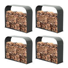 A ANLEOLIF Outdoor Firewood Rack, Trio Gray 4-Pack with Corrugated Roofs