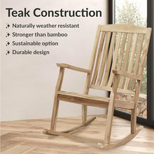 Sunnydaze Classic Teak Outdoor Rocking Chair with Slatted Back