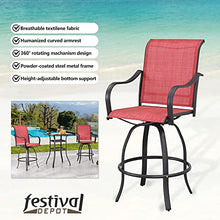 Festival Depot 9pcs Patio Dining Set Bar Height Swivel Bistro Chairs with Armrest and Tempered Glass Table Red