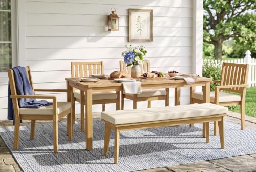 FansaFurn 6 Piece Acacia Outdoor Patio Table and Chairs Set for All-Weather