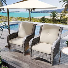 MeetLeisure Outdoor Wicker Chair Rattan Patio Dining Chairs Set of 6 PE Wicker Patio Chairs with 4 inch Seat Cushions Patio Seating Chair for Garden, Backyard Swimming Pool, Balcony, Beige