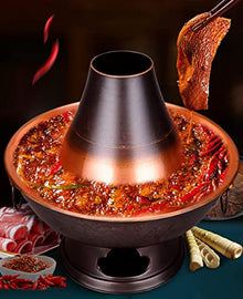 GenSDH Traditional Chinese Vintage Charcoal Shabu with Chimney,32Cm,Ideal for Home Parties & Restaurants,Serves 3-12 People,Perfect for Family Gatherings,Color,36cm
