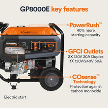 Generac 10,000 Starting Watt Portable Gas Generator, Electric Start