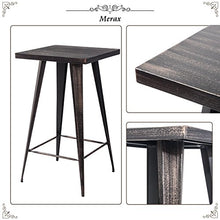 XIONGGG Metal Bar Table Set, Distressed Rectangular Bar Table and 2 Low Back Stools, Industrial Metal Barstools with Counter Height Table for Indoor Outdoor Use Golden Black 23.6L*23.6W*41.3H inches