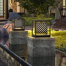 ZEELYDE Post Lights Outdoor,Solar Pillar Light Outdoor Waterproof Wall Light Square Stainless Steel Pillar Lamp Villa Garden Community Gate Garden Light LED Night Security Lighting Fixture Landscape