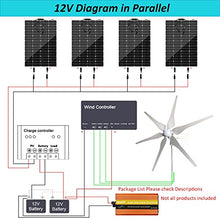 800W Solar Wind Power Kit for Charging 12V Lead Acid Gel AGM SLA FLD Batteries: 1x 400W Wind Turbine with Controller + 4X 100W Solar Panel + Solar Controller for RV Boat Cabin Home