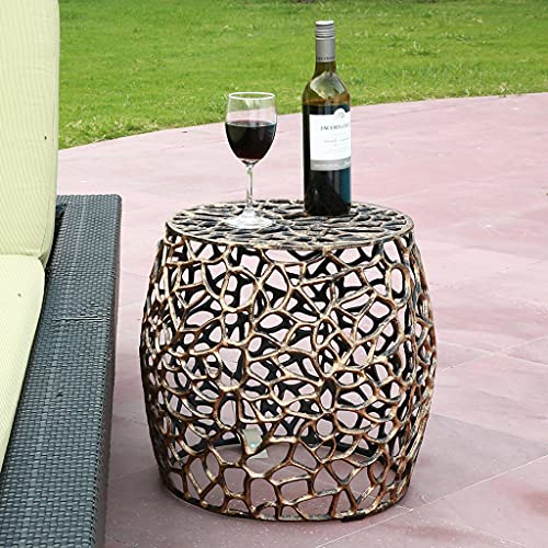 Zeckos SPI Home Bronze Finish Cast Aluminum Branch and Lattice Pattern Garden Stool Outdoor Décor