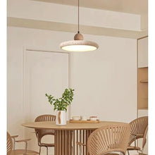 MVNOIRE Natural Stone Round 11.8in Pendant Light Nordic Cream Style Dining Room Hanging LED Source Three Color Dimmable Lamp for Living Bedroom Study