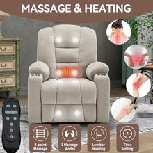 Power Lift Recliner Chair for Elderly with Massage & Heat, Chenille, Beige