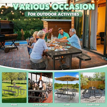 Chantmo Heavy-Duty Park Bench for Outside, Black Powder Coated Steel Outdoor Furniture, Commercial-Grade Weatherproof Outdoor Benches for Park, Patio, Porch & Garden
