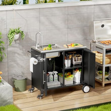 Spollowe Outdoor Grill Cart with Sink 304 Stainless Steel Table