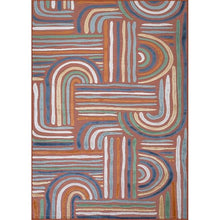 CAMILSON Indoor Outdoor Rug, Orange 10x14 Geometric Arch Striped Large Area Rugs for Patio and Home Areas, Easy-Cleaning Non-Shedding Living Room, Garden and Deck Washable Outside Carpet (10 x 14)