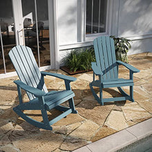 Taylor & Logan Savannah All-Weather Poly Resin Wood Adirondack Rocking Chair with Rust Resistant Stainless Steel Hardware in Sea Foam - Set of 2