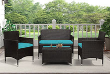 DUYHBAWRS Outdoor Furniture Set 4 Piece Rattan Sofa Seating Group with Cushions for Garden Patio Terrace 2 Colors(E)