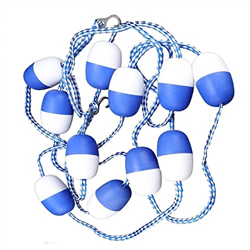 TUOYIBO Blue White Pool Divider Rope Wave-Proof, Swimming Pool Safety Rope Float Line with 2 Pre-Assembled Stainless Hooks and Buoys for Effective Visibility (Color : Length, Size : 13m/42.6