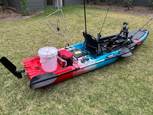 Reel Yaks Reactor 11.5ft Propeller Pedal Drive Fishing Kayak 550lbs Capacity Red White Blue