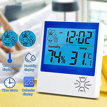 LCD Temperature Humidity Meter Backlight Indoor Outdoor Digital Hygrometer Thermometer Weather Station with Clock