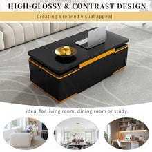 Lift-Top Coffee Table with Storage Stools, Modern Space Saving Center Table with Foldable Top, Large Long Rectangular Center Tables, Multi-Functional Adjustable Coffee Table for Living Room (Black)