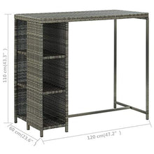 Molumvel 5 Piece Patio Bar Set with Cushions, Outdoor Poly Rattan Bar Table and 4 Stools, Garden Furniture Set, Gray