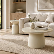 Modern Indoor/Outdoor Matte White Round Poly-Fiber Coffee & End Table Set