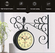EHVYBDX Wall Clock, Outdoor Garden Double Sided Wall Clock, Retro Metal Silent Station Clock, Operated Decorative Antique Hanging Clock for Indoor and Outdoor 5 ?in