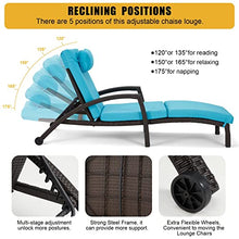 HOMREST Chaise Lounge Chairs Set of 6 PE Rattan Wicker Adjustable Pool Lounger Blue