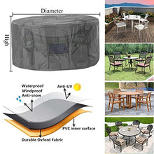 Outdoor Round Table Cover 51x28in, Garden Furniture Covers Waterproof, Patio Furniture Set Cover Waterproof, Windproof Fitted Round Table, 420D Oxford Fabric Patio Set Cover (G 150x59in)