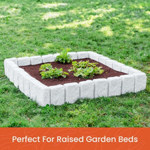 Beuta Landscape Edging | Garden Edging Border | Polyrock Block XL for Lawn Edging, Flower Beds & Yard Edging – 10 Pack | Each Section Has 6 Blocks 48" L x 4" W x 9.5" H | 30 Spikes | Limewash