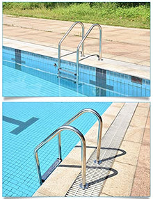 Pool Ladder Stainless Steel Swimming Pool Grab Rail Tube Wall Thickness 1mm 250LBS Load Capacity for Pool Entry/Silver / 2 Step (Silver 3 Step) (Silver 2 Step)